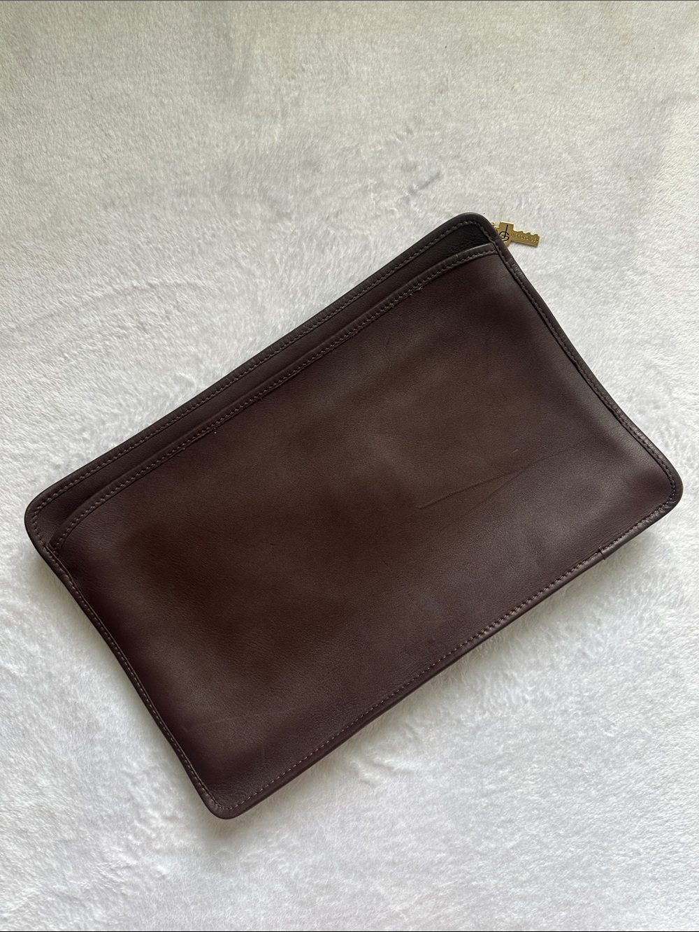 Vintage Jack Georges University Underarm Portfolio Zip Bag Brown Leather Career